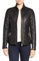 Women's Badgley Mischka Eloise Quilted Leather Moto Jacket - Black