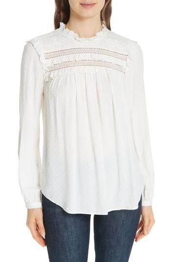 Women's Kate Spade New York Swiss Dot High Neck Blouse, Size - White