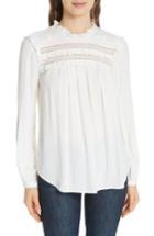 Women's Kate Spade New York Swiss Dot High Neck Blouse, Size - White