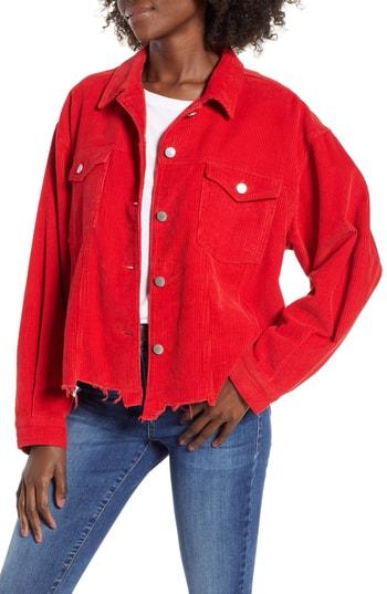 Women's Tinsel Raw Hem Corduroy Jacket - Orange