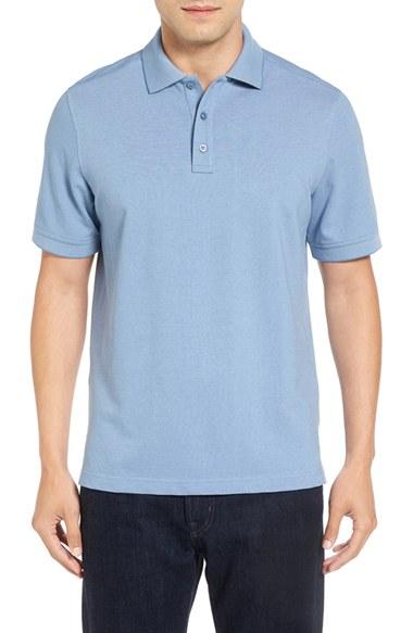 Men's Nordstrom Men's Shop Classic Regular Fit Oxford Pique Polo, Size - Blue