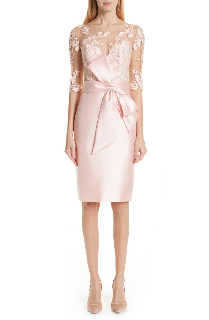 Women's Badgley Mischka Lace Accent Bow Cocktail Dress - Pink