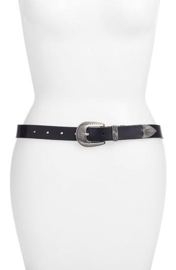 Women's Frye Ellen Leather Belt - Black
