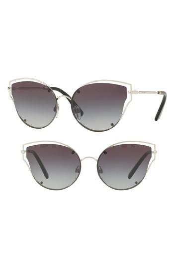Women's Valentino 58mm Layered Frame Aviator Sunglasses - Havana