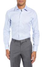 Men's David Donahue Slim Fit Micro Pattern Dress Shirt - 34/35 - Blue