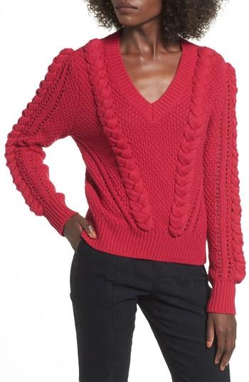 Women's Leith Power Cable Sweater - Red