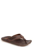 Men's Olukai 'nui' Leather Flip Flop M - Brown