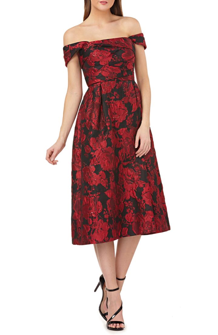 Women's Carmen Marc Valvo Infusion Off The Shoulder Brocade Dress