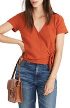 Women's Madewell Texture & Thread Wrap Top, Size - Orange