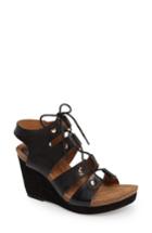 Women's Sofft Carita Lace-up Wedge Sandal .5 M - Black