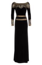 Women's Tadashi Shoji Lace Trim Velvet Gown - Black