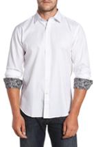 Men's Bugatchi Shaped Fit Print Sport Shirt, Size - White