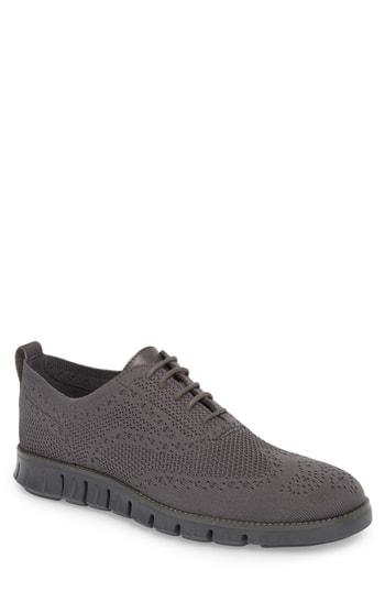Men's Cole Haan Zerogrand Stitchlite Woven Wool Wingtip .5 M - Grey