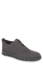 Men's Cole Haan Zerogrand Stitchlite Woven Wool Wingtip .5 M - Grey