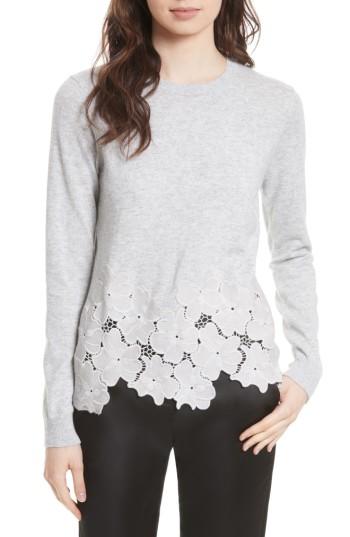 Women's Ted Baker London Jaya Lace Hem Sweater - Grey