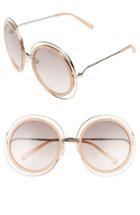 Women's Chloe 'carlina' 58mm Round Sunglasses - Gold/ Transparent Peach