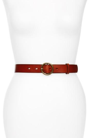 Women's Halogen Round Buckle Leather Belt - Cognac