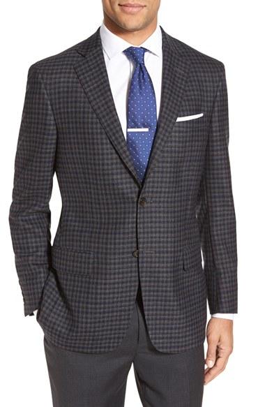 Men's Hart Schaffner Marx Classic Fit Check Wool Sport Coat L - Grey