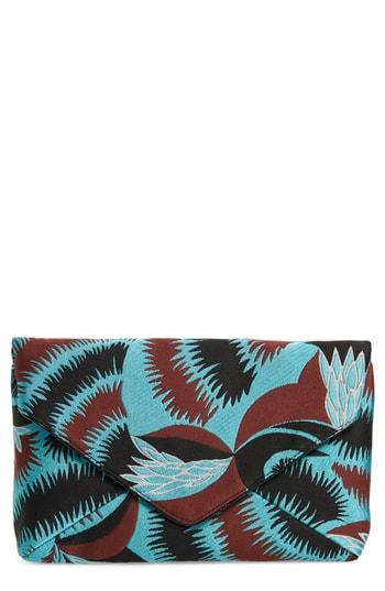 Dries Van Noten Floral Jacquard Envelope Clutch - Blue/green