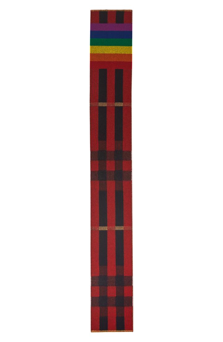 Women's Burberry Rainbow Stripe Mega Check Cashmere Blanket Scarf