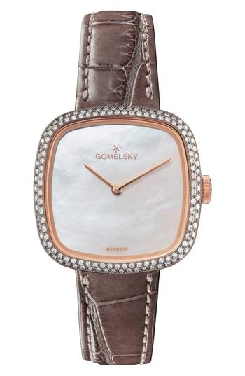 Women's Gomelsky The Eppie Sneed Diamond Mini Alligator Strap Watch, 32mm