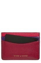 Women's Marc Jacobs Color Block Saffiano Leather Card Case - Purple