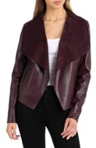 Women's Bagatelle Drape Faux Leather & Faux Suede Jacket - Burgundy
