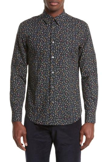 Men's Paul Smith Bird Print Sport Shirt - Blue
