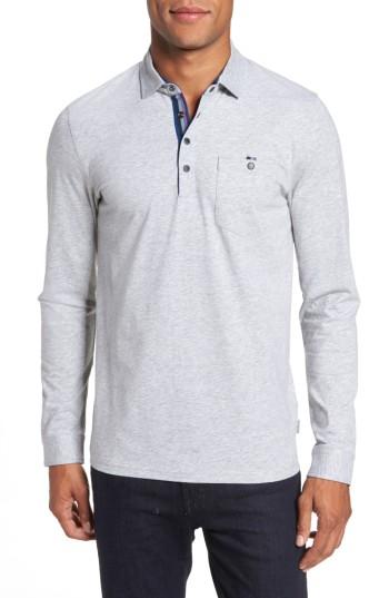 Men's Ted Baker London Denn Long Sleeve Polo (s) - Grey