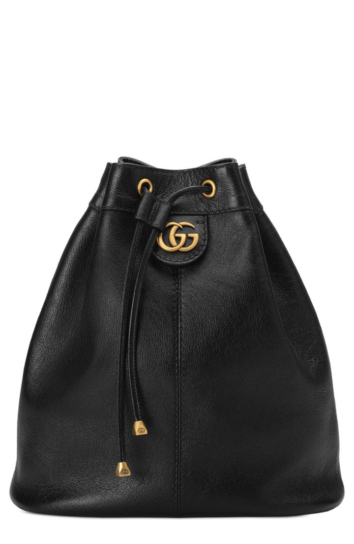 Gucci Medium Re(belle) Leather Convertible Bucket Bag - Black