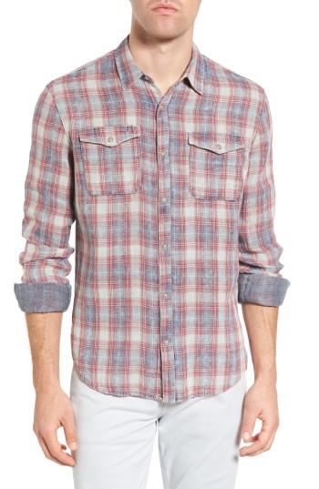 Men's John Varvatos Star Usa Trim Fit Plaid Cotton Western Shirt - Red