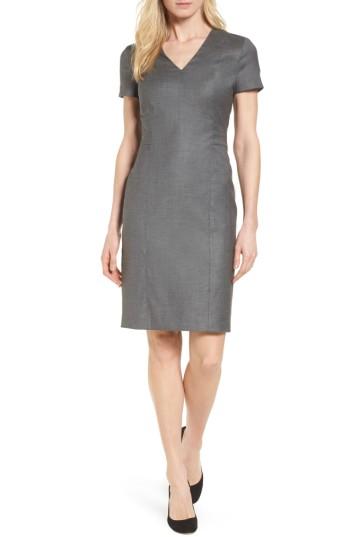 Women's Boss Ditobia Wool Blend Sheath Dress - Grey