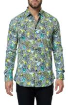 Men's Maceoo Luxor Yellow Paisley Trim Fit Sport Shirt