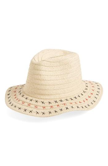 Women's David & Young Stitched Straw Panama Hat - Beige