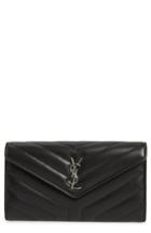 Women's Saint Laurent Lou Lou Large Matelasse Leather Flap Wallet - Black