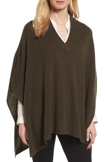 Women's Halogen Cashmere Poncho, Size - Green