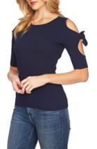 Women's Cece Tie Sleeve Cold Shoulder Sweater - Blue