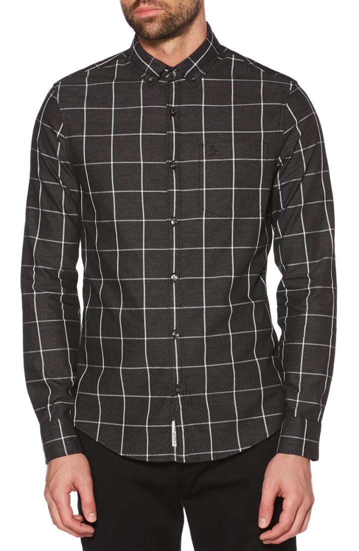 Men's Original Penguin Stretch Windowpane Sport Shirt