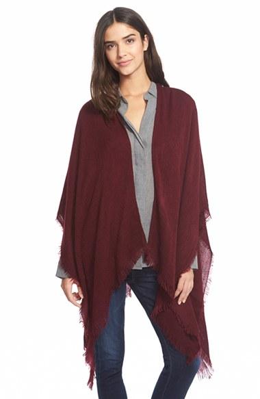 Women's Echo Fringe Trim Cape, Size - Purple