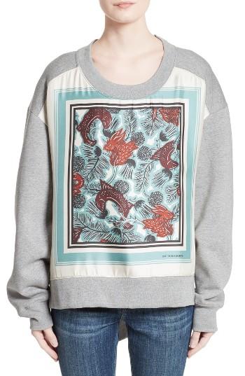 Women's Burberry Mente Graphic High/low Sweatshirt - Grey