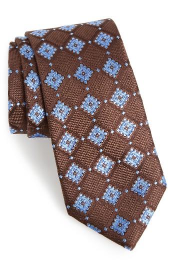 Men's Nordstrom Men's Shop France Geometric Silk Tie, Size - Brown