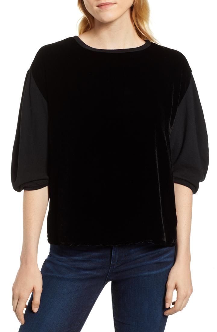 Women's Velvet By Graham & Spencer Velvet & Fleece Half Sleeve Top