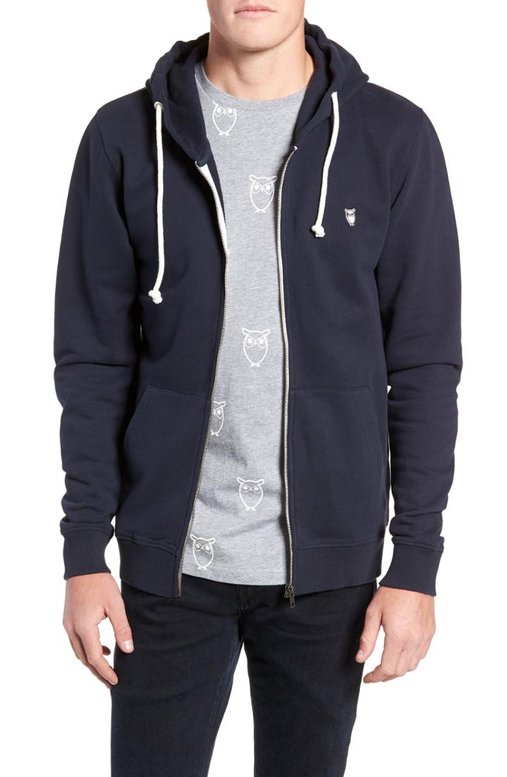 Men's Knowledgecotton Apparel Trim Fit Zip-up Hoodie, Size - Blue