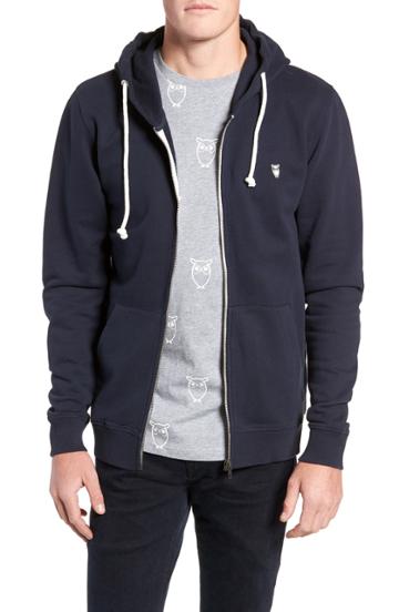 Men's Knowledgecotton Apparel Trim Fit Zip-up Hoodie, Size - Blue