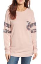 Women's Caslon Print Detail Pocket Sweatshirt - Pink