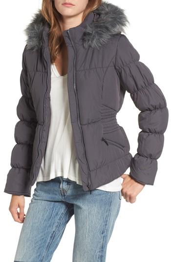 Women's Maralyn & Me Faux Fur Trim Puffer Coat