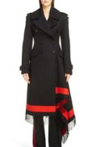Women's Alexander Mcqueen Scarf Hem Wool & Cashmere Blend Coat Us / 40 It - Black