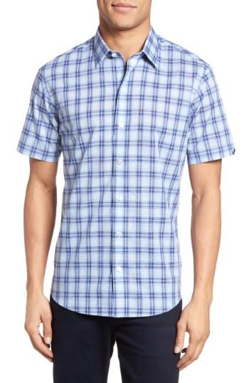 Men's Zachary Prell Hwang Trim Fit Plaid Sport Shirt - Blue