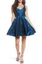 Women's Xscape Shimmer Fit & Flare Dress - Blue