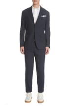 Men's Eleventy Platinum Trim Fit Stretch Check Wool & Silk Suit